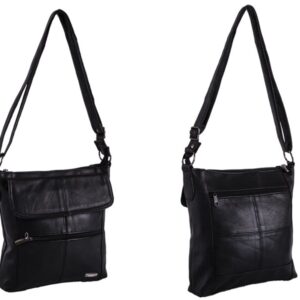 1906 BLACK S.NAPPA TOP ZIP BAG, WT 2 ZIPS & FRNT FLAP P