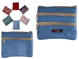 1936 BLUE BRIGHT S.NAPPA PURSE WT 4 ZIPS & KEYRING