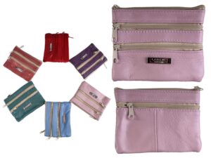 1936 BLUSH BRIGHT S.NAPPA PURSE WT 4 ZIPS & KEYRING