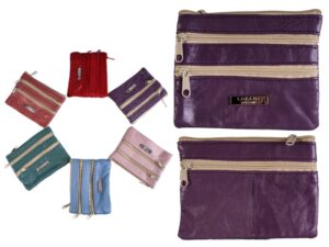 1936 PURPLE BRIGHT S.NAPPA PURSE WT 4 ZIPS & KEYRING
