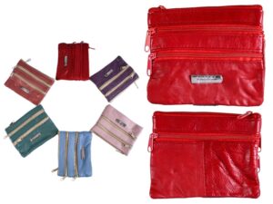 1936 RED BRIGHT S.NAPPA PURSE WT 4 ZIPS & KEYRING