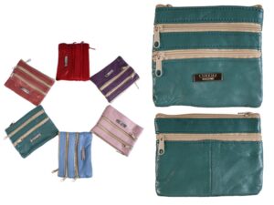 1936 TEAL BRIGHT S.NAPPA PURSE WT 4 ZIPS & KEYRING