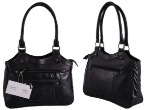 1943 BLACK LRG TOP ZIP S.NAPPA BAG WTH BCK & 2 FRNT ZIPS