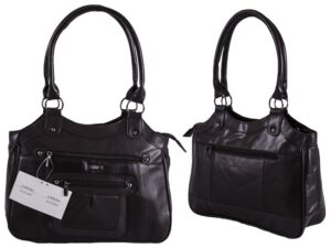 1943 BROWN LRG TOP ZIP S.NAPPA BAG WTH BCK & 2 FRNT ZIPS