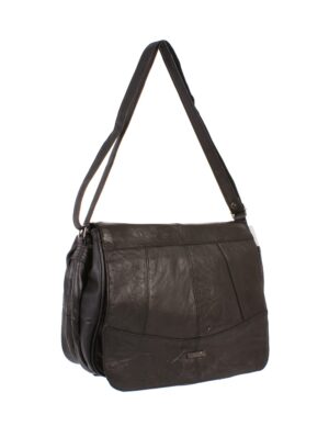 1974 - BLACK S.NAPPA BAG WTH FRONT FLAP & MULTI ZIPS