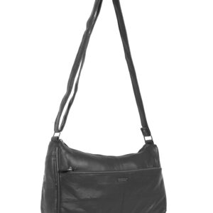 1981 BLACK S.NAPPA TOP ZIP SHLDER BAG, FRONT BCK ZIP