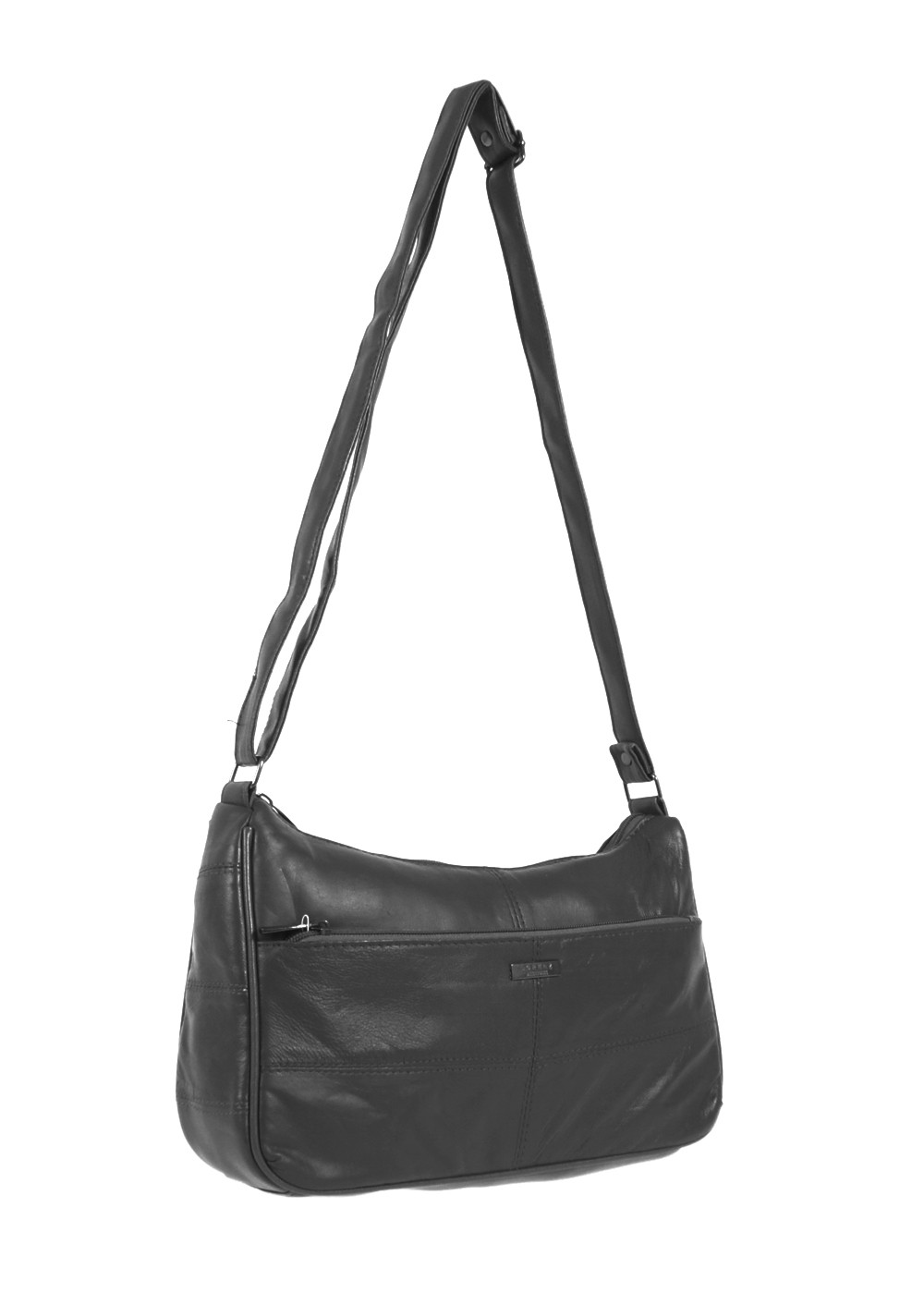 1981 BLACK S.NAPPA TOP ZIP SHLDER BAG, FRONT BCK ZIP