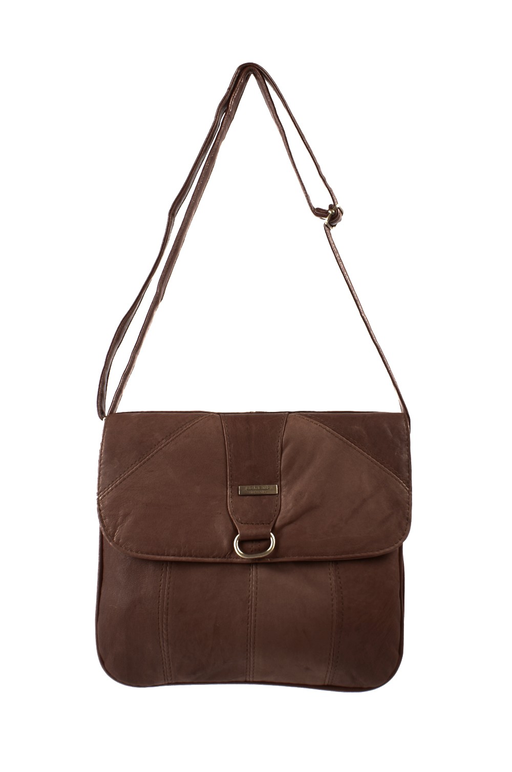 1988 - BROWN S.NAPPA ACROSS-THE-BODY BAG WTH FRNT FLAP