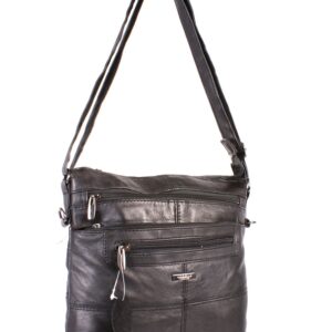 1992 BLACK TOP ZIP S.NAPPA BAG, 3 FRNT ZIPS, BCK PCKT