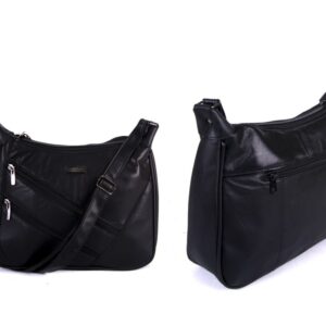 1995 BLACK DOUBLE TOP ZIP S.NAPPA BAG WITH 2 DIAGONAL