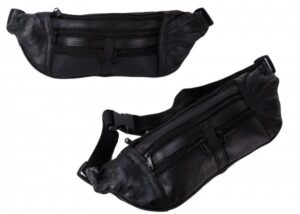 BB-5 OR MF-5 BLACK LEATHER BUMBAG W/ 5 ZIPS