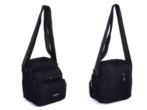 2451 BLACK LORENZ SHOULDER BAG WITH 5 ZIPS