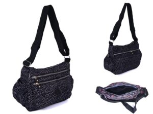 2502 BLK FLECKS LORENZ SHOULDER BAG WITH 4 ZIPS