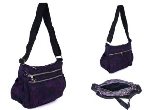 2502 PURPLE BOWS LORENZ SHOULDER BAG WITH 4 ZIPS