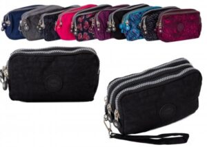 2509 BLACK LARGE TRIPLE ZIP ROUND PURSE