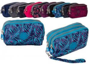 2509 TURQUOISE PALMS LARGE TRIPLE ZIP ROUND PURSE