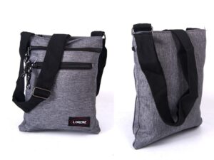 2510 GREY SHOULDER BAG WITH 3 ZIPS, ADJ STRAP