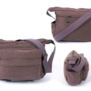 2560 BURGANDY CANVAS X SHOULDER BAG WITH 5 ZIPS