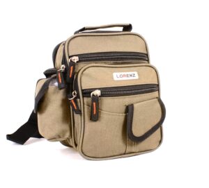 2572 KHAKI UNISEX POLYESTER BAG WTH 6 ZIPS & 4 PKTS