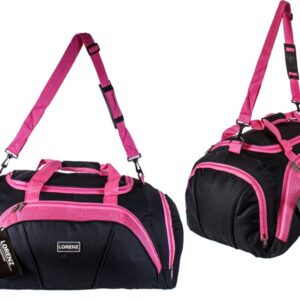 2630 BLACK/PINK 20" HOLDALL WITH FRONT POCKET & SIDE POCKET