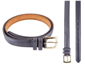 2703 GREY LEATHER SMOOTH FINISH BELT WITH A GOLD BUCKLE SIZE XXL