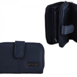 3706 RFID - COW HIDE ZIP ROUND PURSE WALLE BLUE