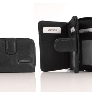 3704 BLACK RFID - TWIN ZIP CW HIDE PURSE WALLET WITH TAB