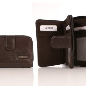 3704 BROWN RFID - TWIN ZIP CW HIDE PURSE WALLET WITH TAB