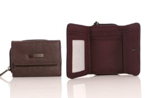 3705 PURPLE SMALL ZIP ROUND COW HIDE PURSE