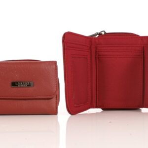 3705 RED SMALL ZIP ROUND COW HIDE PURSE