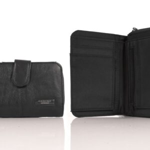 3706 BLACK RFID - COW HIDE ZIP ROUND PURSE WALLET