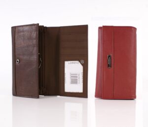 3713 RED COW HIDE CONCERTINA PURSE