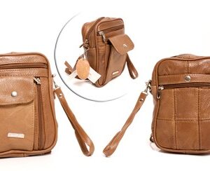 3728 TAN COW HIDE GENTS WRIST PURSE