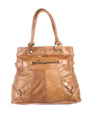 3763 TAN COWHIDE ZIP TOTE