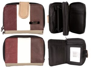 3842 RFID MULTI COW HIDE TWIN ZIP ROUND PURSE