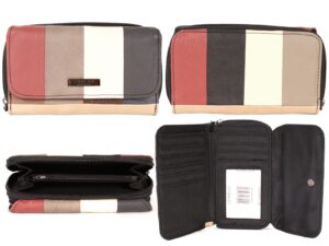 3843 MULTI ZIP ROUND COW HIDE PURSE, FRNT FLAP