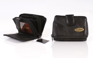 4812 BLACK TWIN ZIP PATCH ROUND PATCH PURSE WITH PASS POCKET