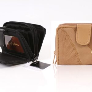 4812 TAN TWIN ZIP PATCH ROUND PATCH PURSE WITH PASS