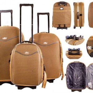 FI-500 LIGHT BROWN SET OF 3 TROLLEY SUITCASE LUGGAGE BAG