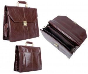 D0507 BROWN PU BRIEFCASE W/LOCK