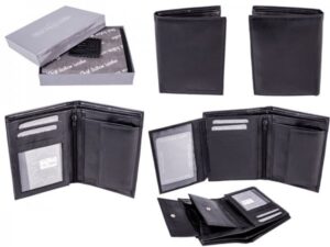 029 BLACK - RFID CARD PROTECTION GENUINE 100% R LEATHER WALLET