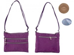 2528 PLUM CRINKLED NYLON X-BDY TWIN TP ZIP BAG ,3 ZIP