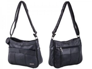 3743 NAVY COW HIDE BAG TWIN TOP + 2 ZIPS