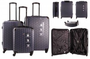 BASIC CONCEPT NAVY SET OF 3 TRAVEL LUGGAGE SUITCASE