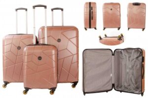 5164 PEACH SET OF 3 TRAVEL TROLLEY LUGGAGE SUITCASE