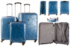 5164 BLUE SET OF 3 TRAVEL TROLLEY LUGGAGE SUITCASE