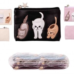 CP04 BLACK CAT APPLIQUE MINI PURSE