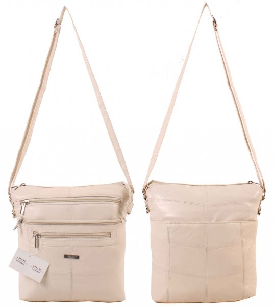 1992 TOP ZIP S.NAPPA BAG, 3 FRNT ZIPS, BK PKT CREAM