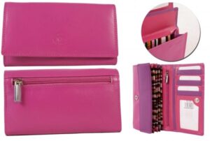 1055 BLUSH RFID LNG MULTI SFT C.NAPPA FLAPOVER PRSE, 2 ZIPS