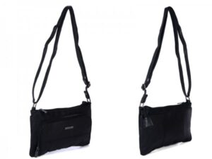 1903 BLACK LEATHER BAG WITH 2 ZIPS POP REAR